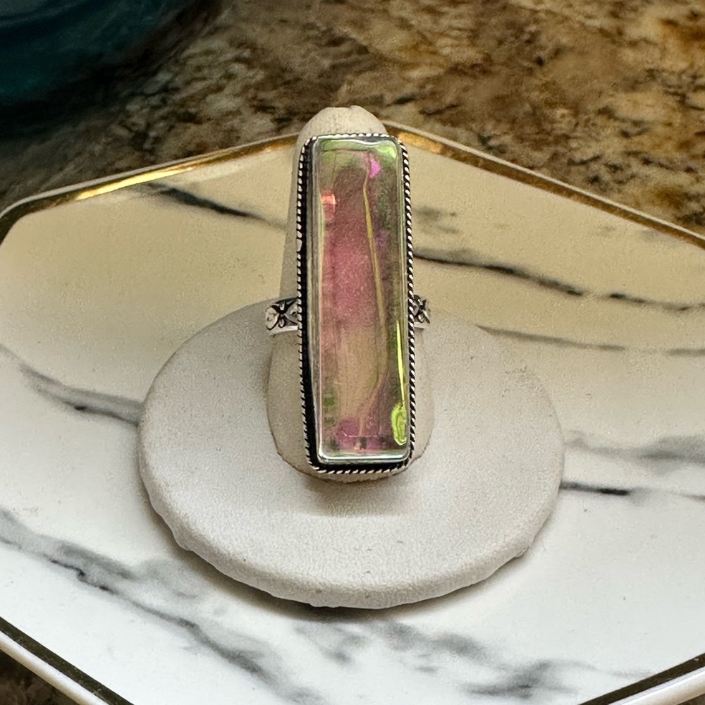 Silver Rainbow Gemstone Ring - Picture 2 of 9
